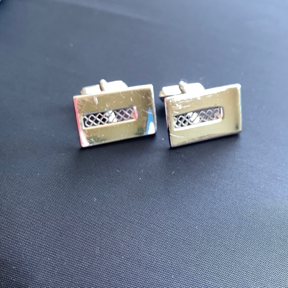 Cuff Links Anson patented pending dated back to 1940  latice work pattern silver